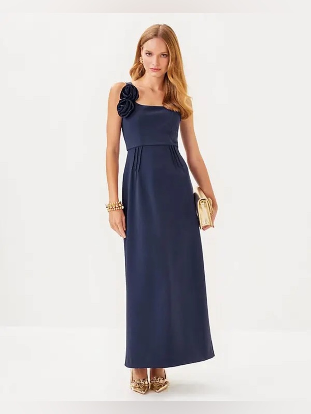 Lilly Pulitzer Jade Rosette Detail Maxi Dress in True Blue